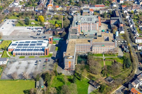 Aerial photo, Tengelmann Areal, Tengelmann head office, Linksruhr, Mülheim an der Ruhr, Ruhr area,