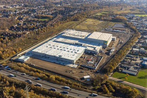 Aerial view, Edeka central warehouse logistics centre, Waldteich, Schwarrze Heide, Oberhausen, Ruhr