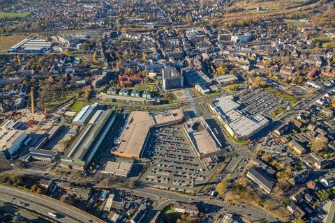 Aerial view, Sterkrader Tor Oberhausen shopping centre, Deer-Center, Sterkrade Mitte, Oberhausen,