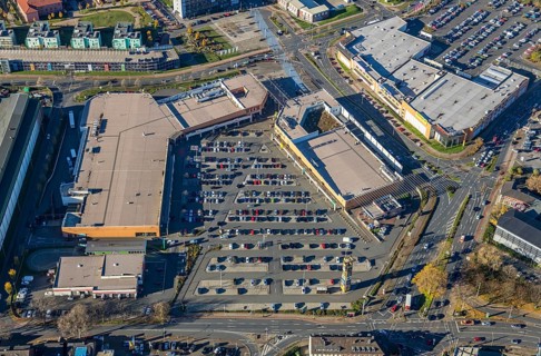 Aerial view, Sterkrader Tor Oberhausen shopping centre, Deer-Center, Sterkrade Mitte, Oberhausen,