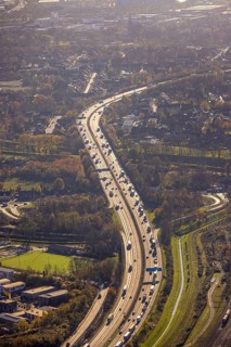 Aerial view, motorway A3, junction Oberhausen-Holten, Buschhausen, Oberhausen, Ruhr area, North