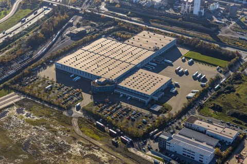 Aerial view, commercial area Im Lekkerland, Lekkerland, Holten, Oberhausen, Ruhr area, North