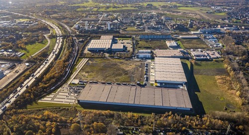 Aerial view, commercial area Im Lekkerland, Lekkerland, Holten, Oberhausen, Ruhr area, North