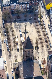 Aerial view, Altmarkt, Catholic Church at the Altmarkt, Victory Column, Oberhausen, Ruhr area,