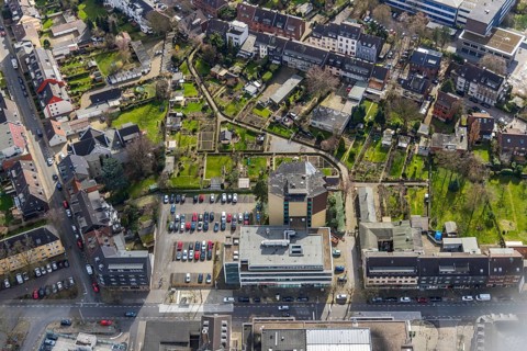 Aerial view, EKO Klinik, Evangelisches Krankenhaus Oberhausen, Parkanlage Virchowstraße,