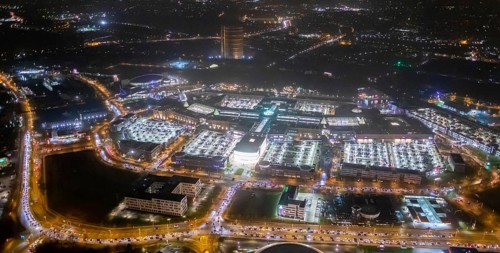 Aerial view, Centro shopping centre, Oberhausen-Neue Mitte, arcade, play station, CentrO-Promenade,