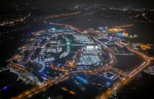 Aerial view, Centro shopping centre, Oberhausen-Neue Mitte, arcade, play station, CentrO-Promenade,