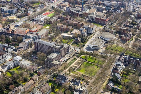 Aerial view, town hall Oberhausen, CongressCentrum Oberhausen, Luise-Albertz-Halle, Oberhausen,