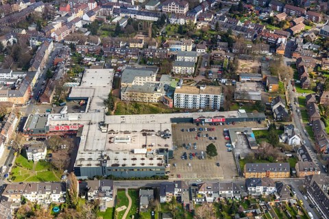 Aerial view, XXXLutz furniture store, Astrid-Lindgren-Schule, Oberhausen, Ruhr area, North