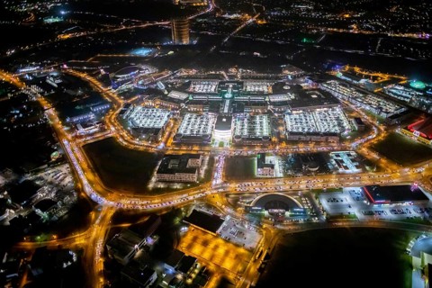 Aerial view, Centro shopping centre, Oberhausen-Neue Mitte, arcade, play station, CentrO-Promenade,