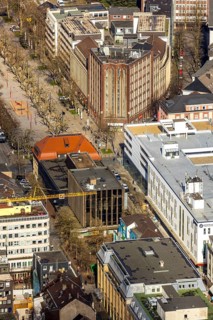 Aerial view, Zaporozhye Square, Oberhausen City Library, Oberhausen, Ruhr area, North