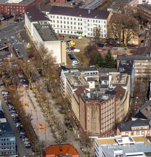 Aerial view, Zaporozhye Square, Oberhausen City Library, Oberhausen, Ruhr area, North