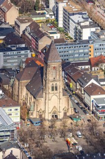 Aerial view, Catholic Church at Altmarkt, Altmarkt, Oberhausen, Ruhr area, North Rhine-Westphalia,