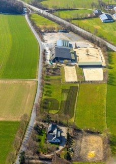 Aerial view, riding club Hellefeld, riding arena, horse stables, Hellefeld, Sundern, Sauerland,