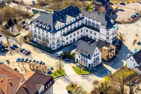 Aerial photo, Sunderland Hotel, Sundern, Sauerland, North Rhine-Westphalia, Germany, DE, Europe,