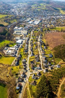 Aerial view, overview Sundern, Mescheder Straße, commercial area, residential area, Sundern,