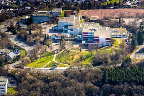 Aerial view, school centre Sundern, Städtisches Gymnasium Sundern, Gemeinschaftshauptschule