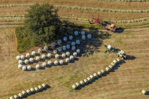 Aerial view, agricultural area, farm Auf der Niedergethe, Hiddinghauser Straße, Niedersprockhövel,