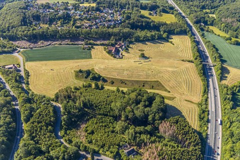 Aerial view, Agricultural area, Farm Auf der Niedergethe, Hiddinghauser Straße, Niedersprockhövel,