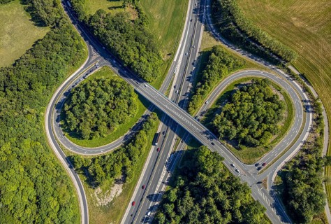 Aerial view, motorway A43, motorway junction Sprockhövel, Hiddinghausen, Sprockhövel, Ruhr area,