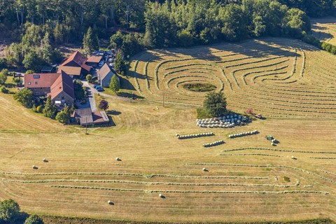 Aerial view, agricultural area, farm Auf der Niedergethe, Hiddinghauser Straße, Niedersprockhövel,