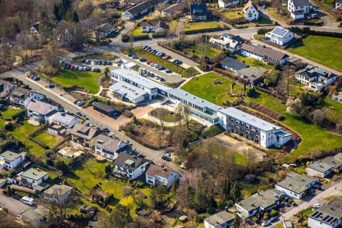 Aerial photo, Neurological Clinic Sorpesee, Langscheid, Sundern, Sauerland, North Rhine-Westphalia,