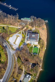 Aerial photo, DJH Youth Hostel Sorpesee, Langscheid, Sundern, Sauerland, North Rhine-Westphalia,