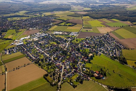 Aerial view, local view Oberntudorf, Salzkotten, Ostwestfalen-Lippe, OWL, North Rhine-Westphalia,