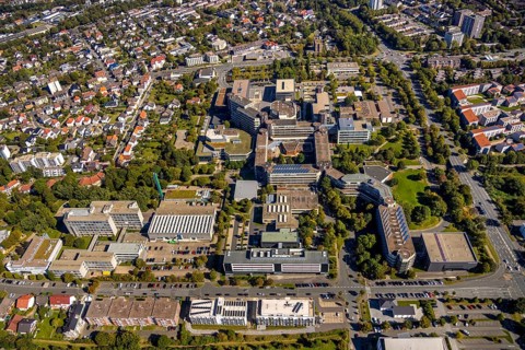 Aerial photograph, university, Paderborn, Ostwestfalen-Lippe, OWL, North Rhine-Westphalia, Germany,