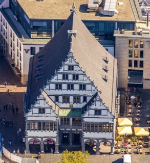Aerial view, town hall, town hall square, Paderborn, East Westphalia-Lippe, OWL, North