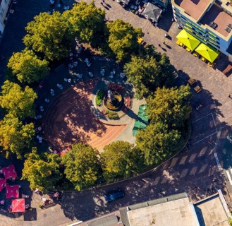 Aerial view, Mariensäule, Marienplatz, Paderborn, Ostwestfalen-Lippe, OWL, North Rhine-Westphalia,