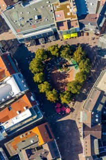 Aerial view, Mariensäule, Marienplatz, Paderborn, Ostwestfalen-Lippe, OWL, North Rhine-Westphalia,