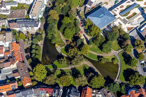 Aerial photo, Paderquellgebiet, Paderborn, Ostwestfalen-Lippe, OWL, North Rhine-Westphalia,