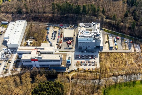 Aerial view, Belecke-West industrial estate, Max-Planck-Straße, Warstein, North Rhine-Westphalia,