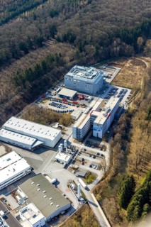 Aerial view, Belecke-West industrial estate, Max-Planck-Straße, Warstein, North Rhine-Westphalia,