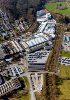 Aerial view, Belecke-West industrial estate, Max-Planck-Straße, Warstein, North Rhine-Westphalia,