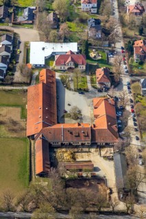 Aerial view, Warstein estate farm, Hexenhäuschen kindergarten, Warstein, North Rhine-Westphalia,