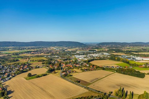 Aerial photograph, Kaiser Wilhelm Monument, Barkhausen, Porta Westfalica, OWL, Ostwestfalen-Lippe,