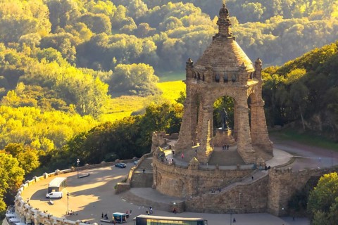 Aerial photograph, Kaiser Wilhelm Monument, Barkhausen, Porta Westfalica, OWL, Ostwestfalen-Lippe,