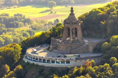Aerial photograph, Kaiser Wilhelm Monument, Barkhausen, Porta Westfalica, OWL, Ostwestfalen-Lippe,