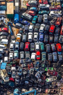 Aerial view, Hammer Straße industrial estate, scrap cars, Am Maifeld, Bellof GmbH Autoverwertung,