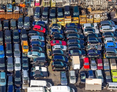 Aerial view, Hammer Straße industrial estate, scrap cars, Am Maifeld, Bellof GmbH Autoverwertung,