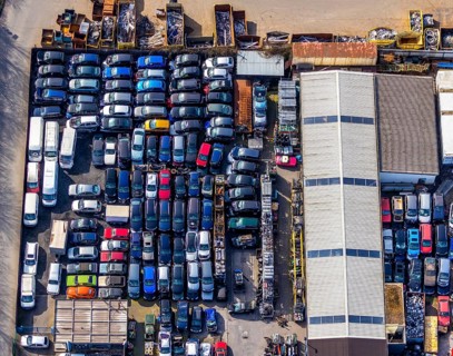 Aerial view, Hammer Straße industrial estate, scrap cars, Am Maifeld, Bellof GmbH Autoverwertung,