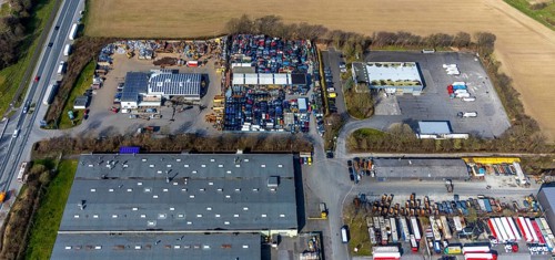 Aerial view, Hammer Straße industrial estate, Am Maifeld, Bellof GmbH Autoverwertung, Werl, North