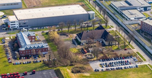 Aerial view, KonWerl Centre, Tecnamic GmbH new building, Kolping Education Centre, Werl, North