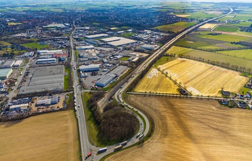 Aerial view, Hammer Straße industrial estate, Werl, North Rhine-Westphalia, Germany