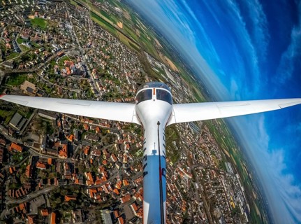 Aerial view, city view, flight over Werl with the Hoffmann Dimona H36 touring motor glider, Werl,
