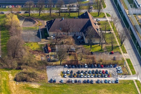 Aerial view, Kolping Education Centre, Werl, North Rhine-Westphalia, Germany