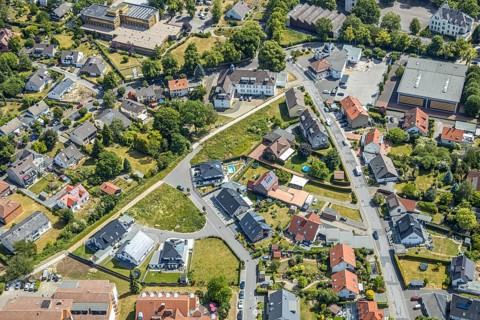 Aerial view, Westuffler Weg, Haus Amadeus retirement home, Haus Mozart, Werl, Soester Börde, North