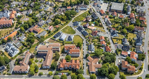 Aerial view, Westuffler Weg, Haus Amadeus retirement home, Haus Mozart, Werl, Soester Börde, North
